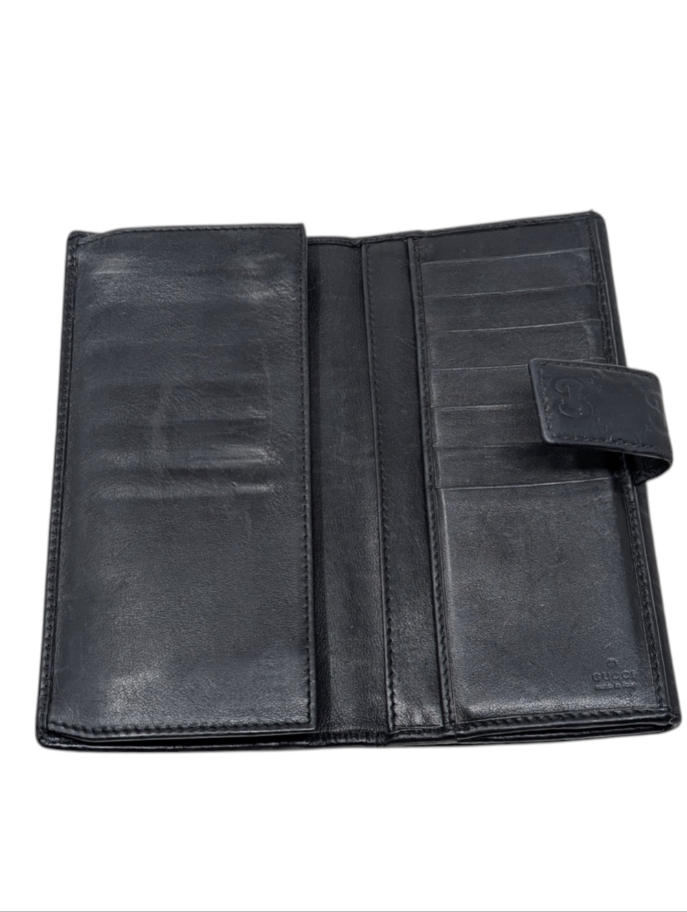 Gucci Guccissima Black Leather Interlocking GG Embossed Long Continental Wallet - Picture 3 of 16